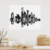 Poster Dallas, Texas in black and white (Cuisine)