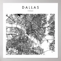Dallas Texas Minimal Modern Street Map
