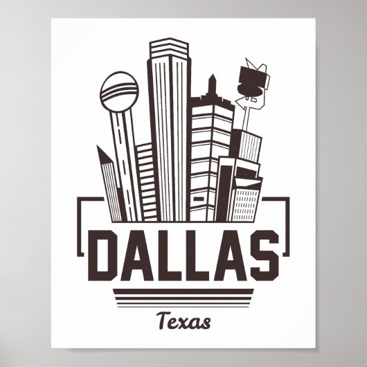 Poster Dallas Texas Moderne Skyline Graphisme Urbain (Devant)