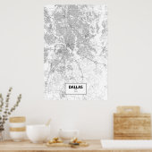 Poster Dallas, Texas (noir sur blanc) (Cuisine)