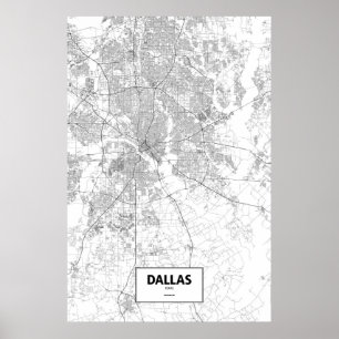 Poster Dallas, Texas (noir sur blanc)