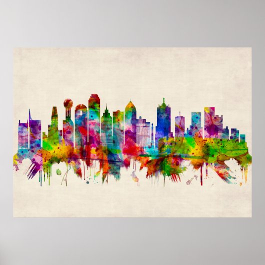 Poster Dallas Texas Skyline (Devant)