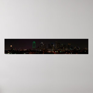 Poster Dallas, Texas Skyline à la nuit