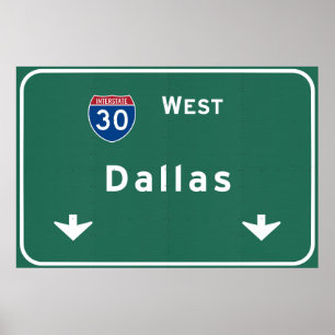 Poster Dallas Texas tx Interstate Highway Freeway Road :