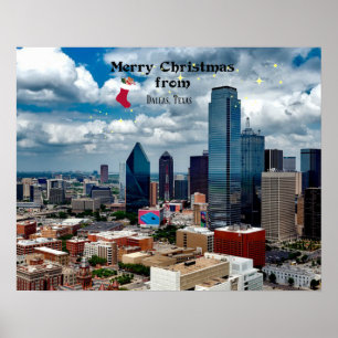 Poster Dallas, Texas voeux de Noël