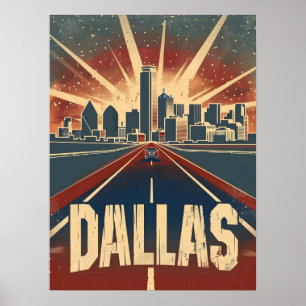 Poster Dallas Vintage voyage Ad Art