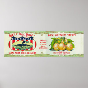 Poster Dalles, Oregon - Merrimac White Cherries