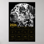 Poster Dalmatian 2026 Calendar – Black & White Elegance (Devant)