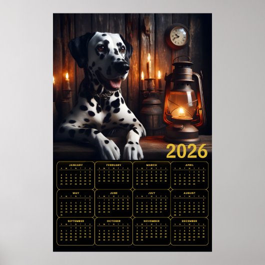 Poster Dalmatian 2026 Rustic Calendar (Devant)