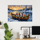 Poster Dalmatian Christmas Boat Holiday (Bureau à domicile)