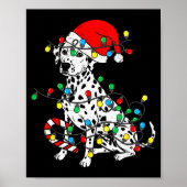 Poster Dalmatian Dog Christmas Lights Santa Xmas Pet Dog (Devant)