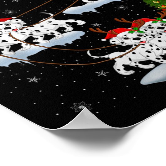 Poster Dalmatian Dog Santa Sleigh Flying Funny Magical Ch (Coin)