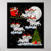 Poster Dalmatian Dog Santa Sleigh Flying Funny Magical Ch (Devant)