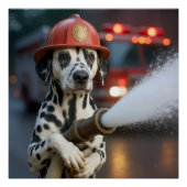 Poster Dalmatian Dog With a Fire Hose (Devant)