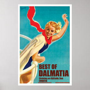 Poster Dalmatie, Croatie, Fille sur un yacht