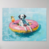 Poster Dalmatie Pool Float Art Imprimer : Summer Dog Wall (Devant)