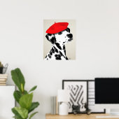 Poster Dalmatien Avec Beret Rouge (Bureau à domicile)