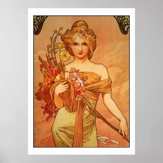 Poster d'Alphonse (Alfons) Mucha Bouquet (Devant)