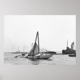 Poster Damaged Racing Yacht, 1899