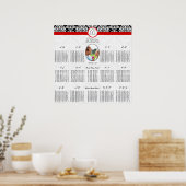 Poster Damas florales noires et blanchesTrim rouge photo (Cuisine)