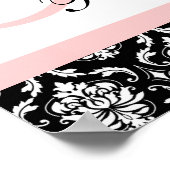 Poster Damas rose clair Monogramme Réception de mariage (Coin)