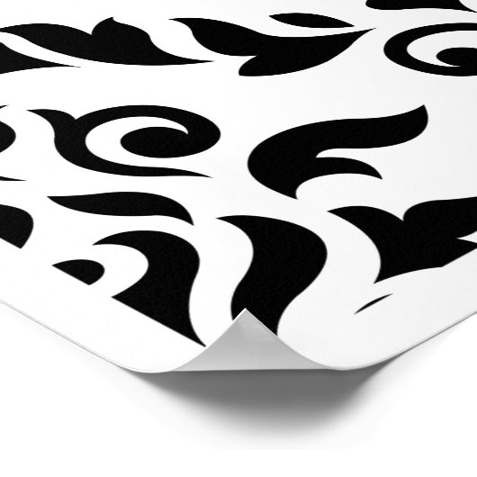 Poster Damask baroque Pattern Black on White (Coin)