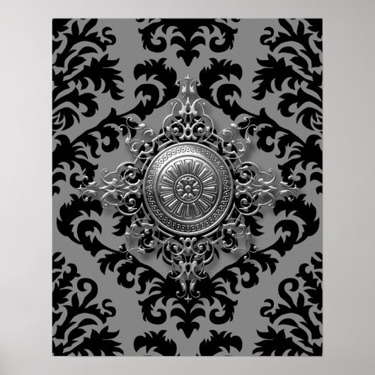 Poster Damask Design, médaillon Filigree (Devant)