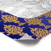 Poster Damask Gold sur Royal Blue Borders (Coin)