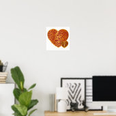 Poster Damask Golden Love Red Heart (Bureau à domicile)