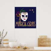 Poster Damask Mardi Gras Masque (Cuisine)