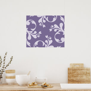 Poster Damask Patch, Purple Damask, Français Damask