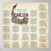 Poster Damask Peacock Elegance Eggplant Gold SeatingChart (Devant)