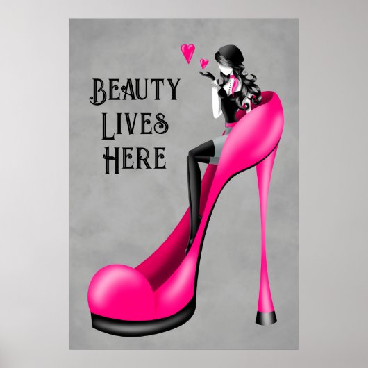 Poster Dame à la mode à Stiletto (Devant)