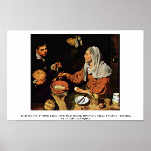 Poster Dame âgée faisant frire des oeufs (le vieux