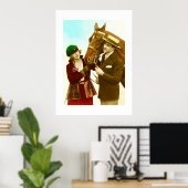 Poster Dame, argent et cheval vintage (Bureau à domicile)