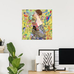 Poster Dame au éventail par Gustav Klimt, Vintage Japonis