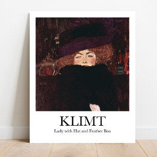 Poster Dame avec Casquette et Feather Boa par Gustav Klim