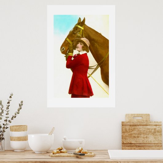 Poster Dame avec cheval (Cuisine)
