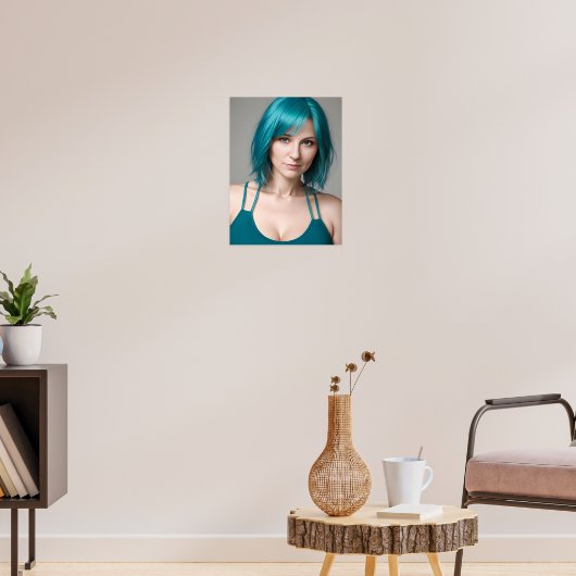 Poster Dame avec cheveux Turquoises (Salon 3)
