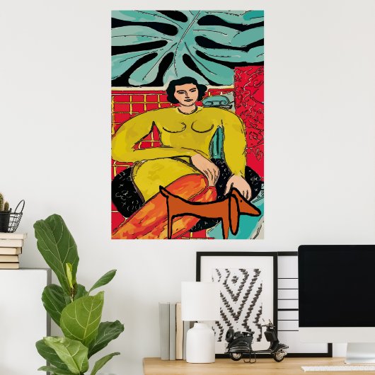 Poster Dame avec Dachshund (Bureau à domicile)