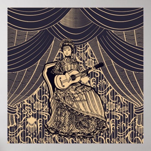 Poster Dame avec guitare (Devant)