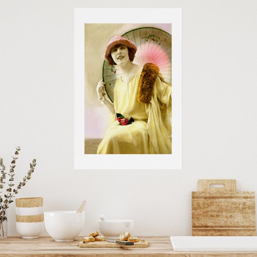 Poster Dame avec parasol (Cuisine)