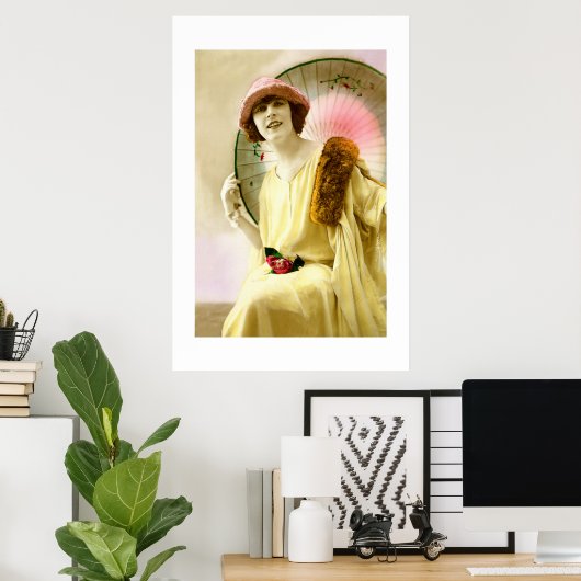 Poster Dame avec parasol (Bureau à domicile)