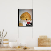 POSTER DAME AVEC ROSE ROUGE (Cuisine)