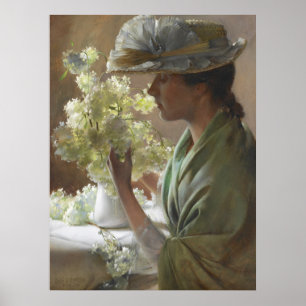 Poster Dame avec un bouquet de Charles Courtney Curran