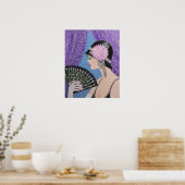 POSTER DAME AVEC UN VENTILATEUR (Cuisine)