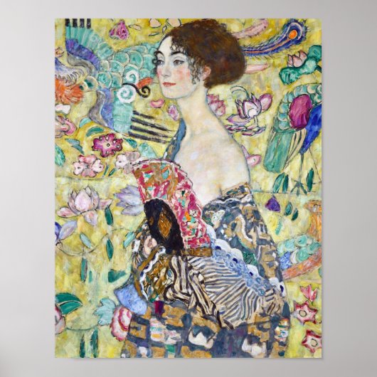 Poster Dame avec un ventilateur, Gustav Klimt (Devant)