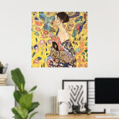 Poster Dame avec ventilateur par Gustav Klimt (Bureau à domicile)