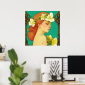 Poster Dame celtique avec des fleurs dans les cheveux (Bureau à domicile)