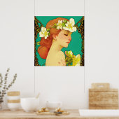 Poster Dame celtique avec des fleurs dans les cheveux (Cuisine)